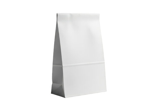 Empty white paper bag with handles isolated on transparent background