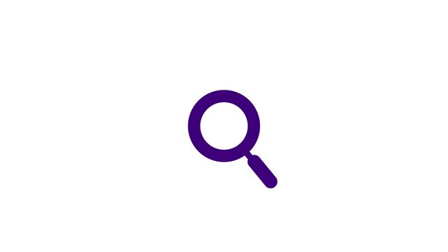 Minimalist purple magnifying glass animation for search and discovery ui search find zoom interface