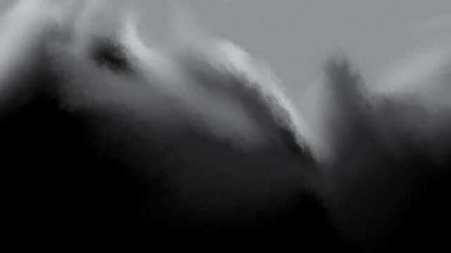 Abstract ethereal smoke clouds swirling with dramatic dark gray and white tones creating an atmospheric and mysterious mood
