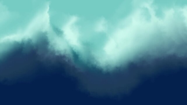 Ethereal turquoise and deep blue abstract cloud formations with soft diffused light creating a serene and mysterious atmospheric effect
