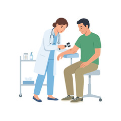 Obraz premium Professional Female Dermatologist Examining Patient Skin Arm for Medical Diagnosis