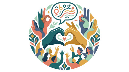 Obraz premium Community Mental Health and Emotional Support with Diverse People and Helping Hands