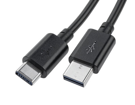 Modern black USB type C connector charging cable for technology Isolated on transparent or white, Cut out