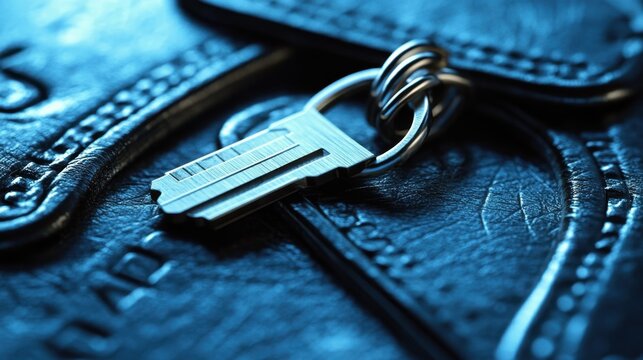 Golden bitcoin key on wooden surface reflects cryptocurrency security