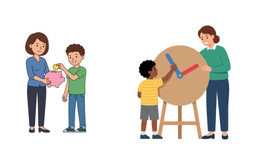 Obraz premium Parental Guidance and Educational Activities for Children Developing Life Skills