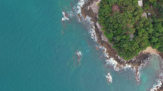 Drone shot of Freedom Beach in Phuket Thailand during summer