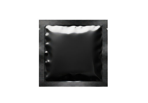 Black square condom packet for safe sex protection isolated on transparent background