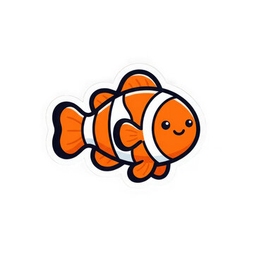 Cute clownfish character isolated on transparent