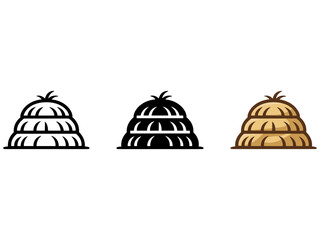 Fototapeta premium Haystack vector icons, farm hay pile set, rustic harvest straw stack graphics Editable Vector