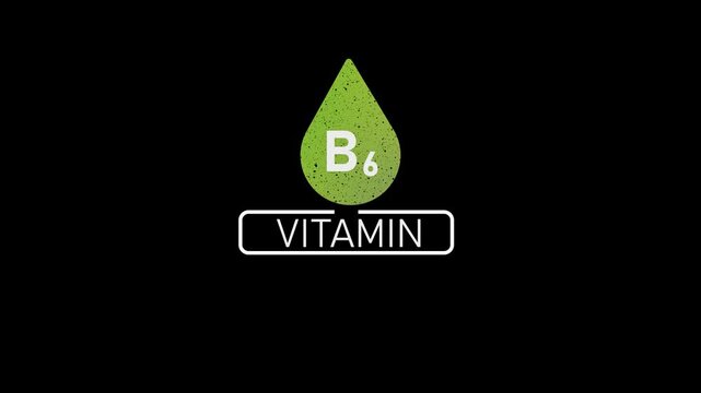 Vitamin b6 nutrient animation: green drop symbol for health, nutrition, and wellness branding