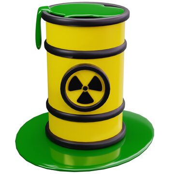 Toxic Waste Nuclear Barrel 3D Illustrations