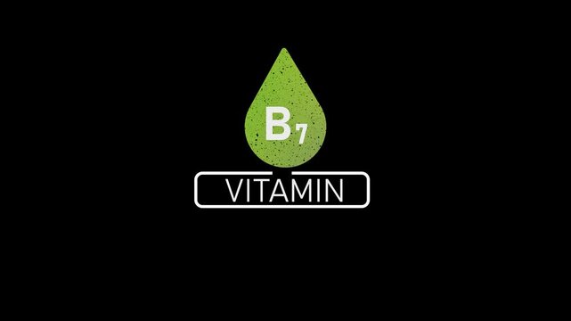 Vitamin b7 biotin animation: nutritional supplement and health concept