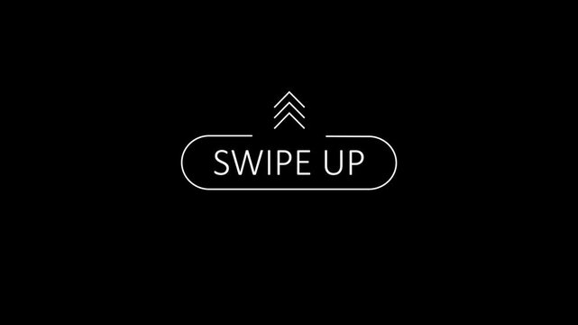 Swipe up call to action button animation with pulsing arrows for social media marketing and mobile app interface