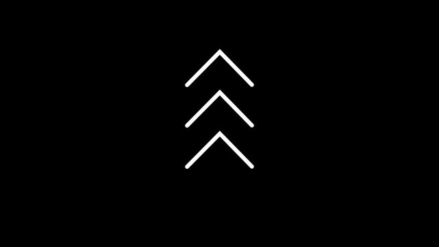Animated triple chevron arrow pointing up, minimalist ui directional symbol for web and app animation