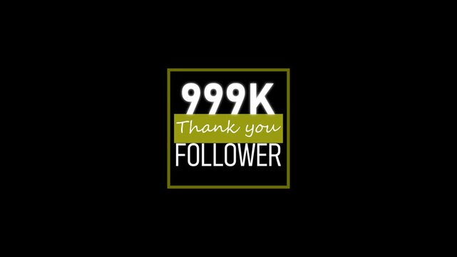 999 k thank you follower milestone celebration animation for social media growth and influencer marketing