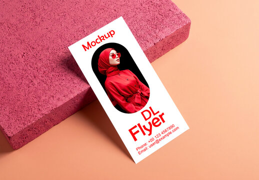 DL flyer mockup on textured stone background