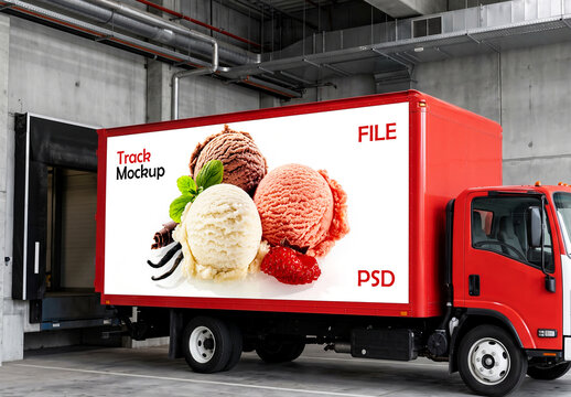 Delivery Truck Side Advertising Mockup Template