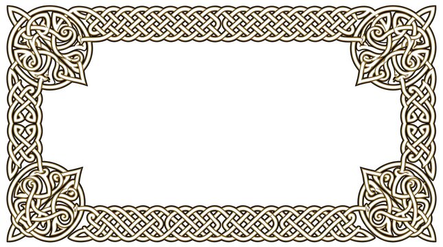 Ornate golden celtic knot rectangular frame design