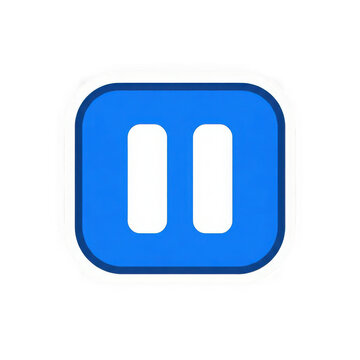Blue pause button icon isolated on a transparent surface