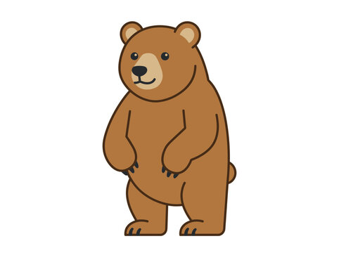 Cute cartoon bear standing isolated on transparent background