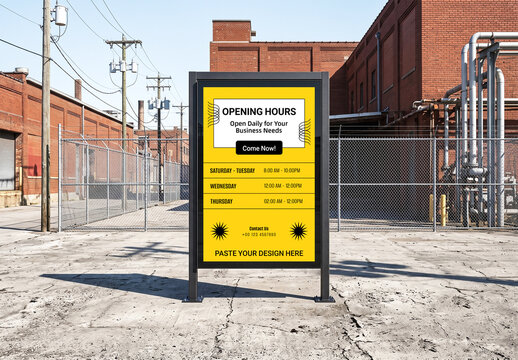 Industrial Outdoor Sign Board Mockup
