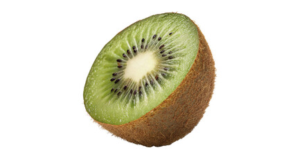 Naklejka premium Single whole fresh green kiwi fruit with texture isolated on transparent background