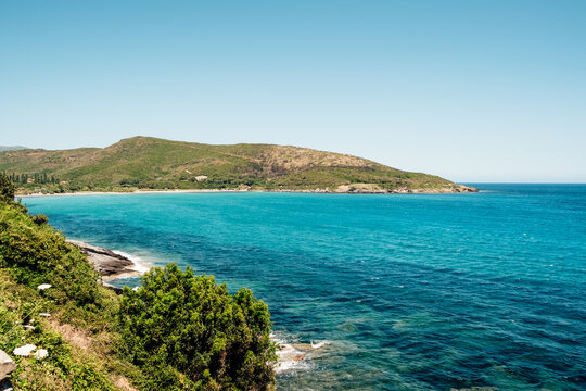 Colorful water of the Mediterranean sea along the coast