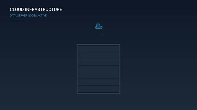 Digital Network Architecture Featuring Server Node Connectivity and Cloud Computing Infrastructure Visualization
