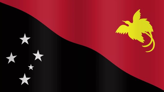 Papua New Guinea National Flag Waving in Seamless Loop Animation