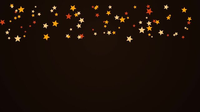 Dark background with swinging amber and gold stars along the top edge. This seamless motion graphic loop is perfect for festive holiday, party, and magical celebration designs.