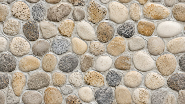 Large Natural Pebble Stone Mosaic Texture Wall Cladding Background