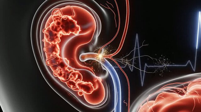 Autoimmune Hearing Inner Ear Concept Visualized In Detailed 3D Anatomy Against Transparent Background
