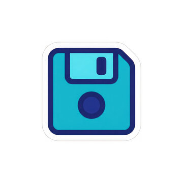 Vintage blue floppy disk icon isolated on transparent background