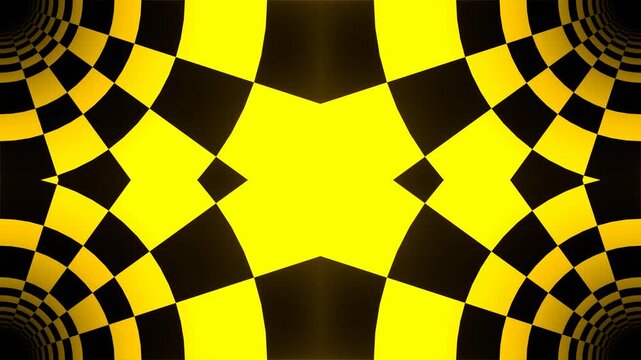 Yellow Trendy Psychedelic Checkerboard Pattern Background VJ Loop in 4K