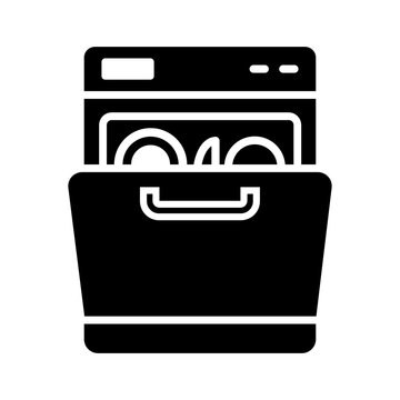 Dishwasher Machine Icon Solid Glyph Style Isolated on Transparent Background