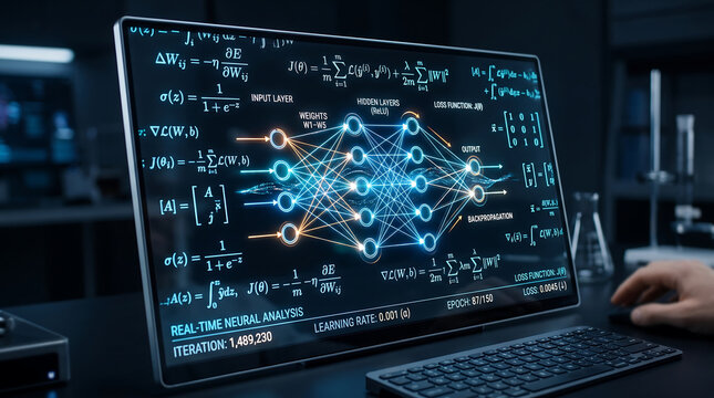Deep learning neural network visualization on computer screen