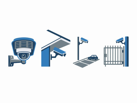 Collection of airport security screening procedures including metal detector, baggage scan, and security checkpoint