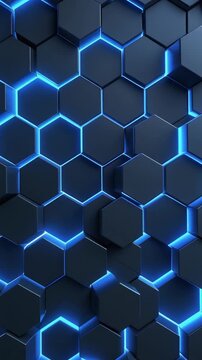 Futuristic Blue Glowing Hexagonal Grid Abstract Generative AI