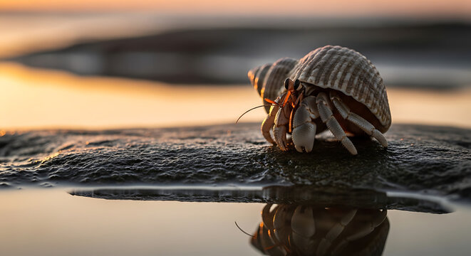 Rocky Shoreline Sunrise Hermit Crab Shell Tide Pool