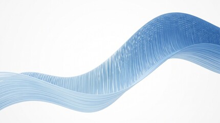 Fototapeta premium Abstract flowing blue wave ribbon made of translucent 3D geometric filaments isolated on a white background