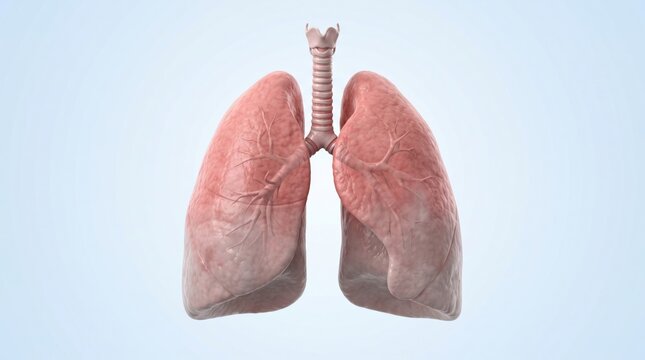 Pulmonary edema shown in premium clinical CGI with fluid accumulation and swollen lower lung tissue isolated on a clean medical background
