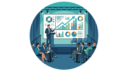 Fototapeta premium Businessman presenting financial data to an audience.