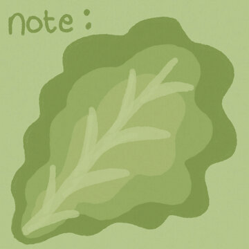 Cute Hand Drawn Letuce Memo Note with Botanical Illustration
