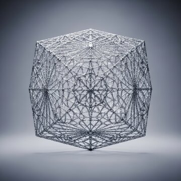 Intricate Geometric Wireframe Structure With Intricate Lace-Like Patterns In 3D