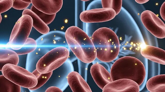 Close-Up Macro View Of Cancer Biomarker Blood Test Concept Highlighting Red Blood Cells In Advanced Medical Research Background