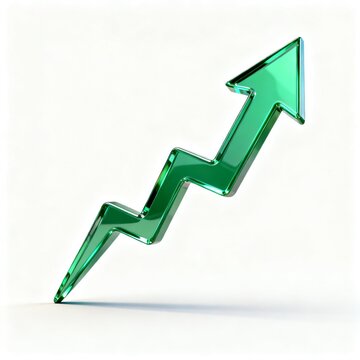 Green Upward Arrow Symbolizing Growth, Success, and Rising Performance