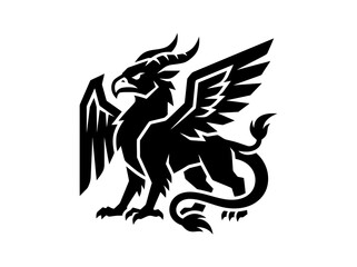Fototapeta premium Mythical Griffin Creature Silhouette Isolated