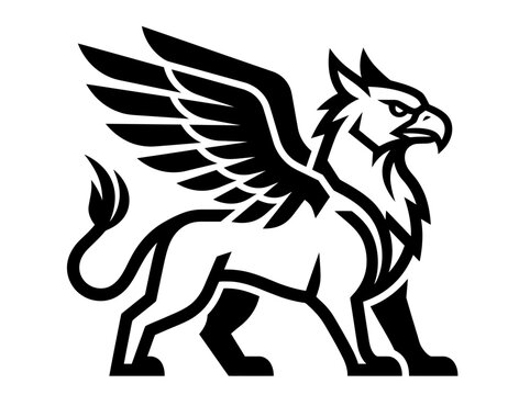 Mythical Griffin Creature Silhouette, Majestic Hybrid Animal