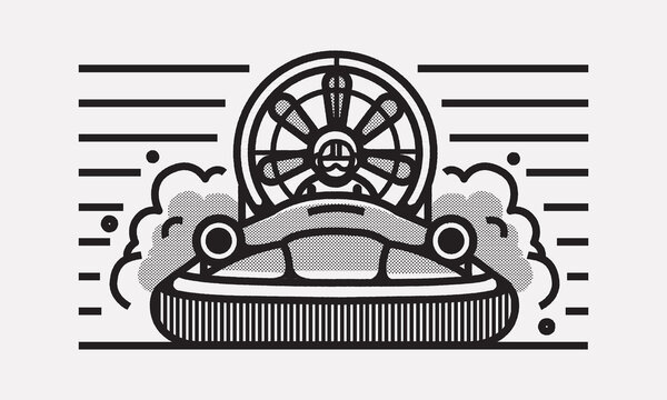 Hovercraft Driver Front View Speed Illustration