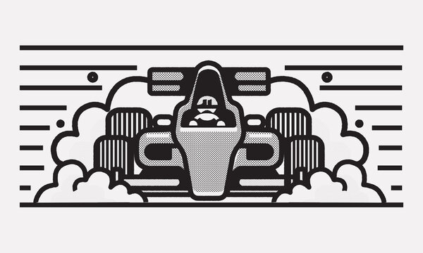 Formula Racing Car Front View Speed Illustration